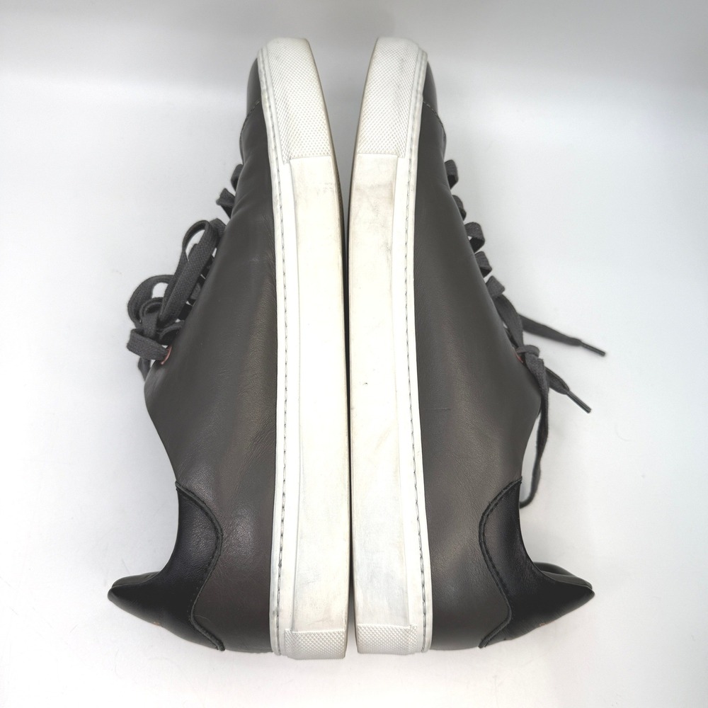 Good Man Brand Mens 9.5 Dark Gray Leather Lace Up Sneakers Minimalist Streetwear - Picture 5 of 8